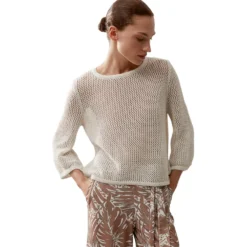Ajour-pullover mit glanzeffekt