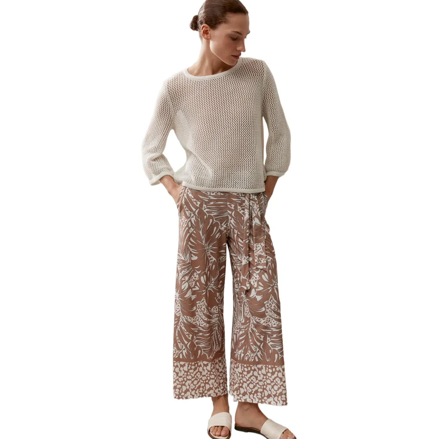 Ajour-pullover mit glanzeffekt