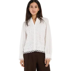 Bluse mit spitzenbesatz