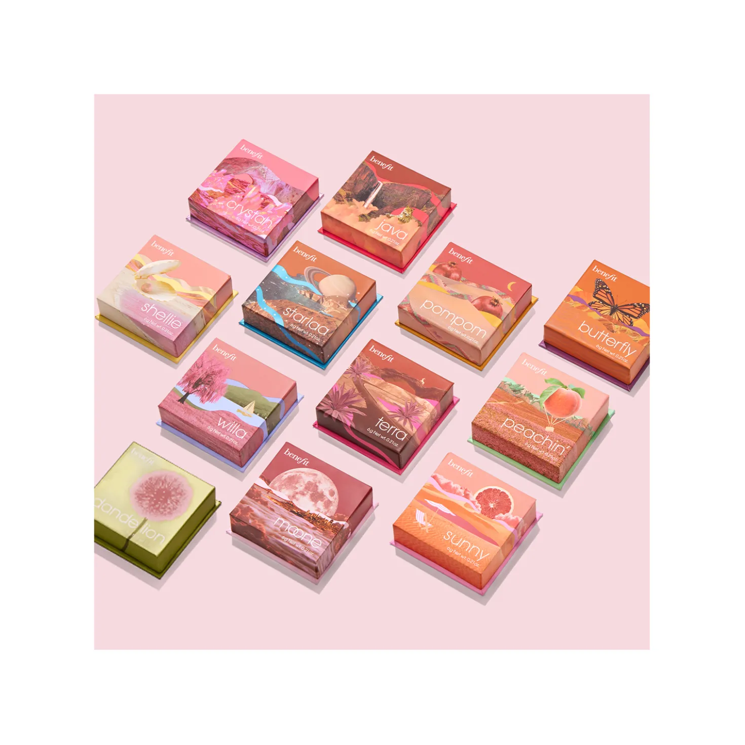 Dandelion Rouge und Brightening Powder in zartem Rosa