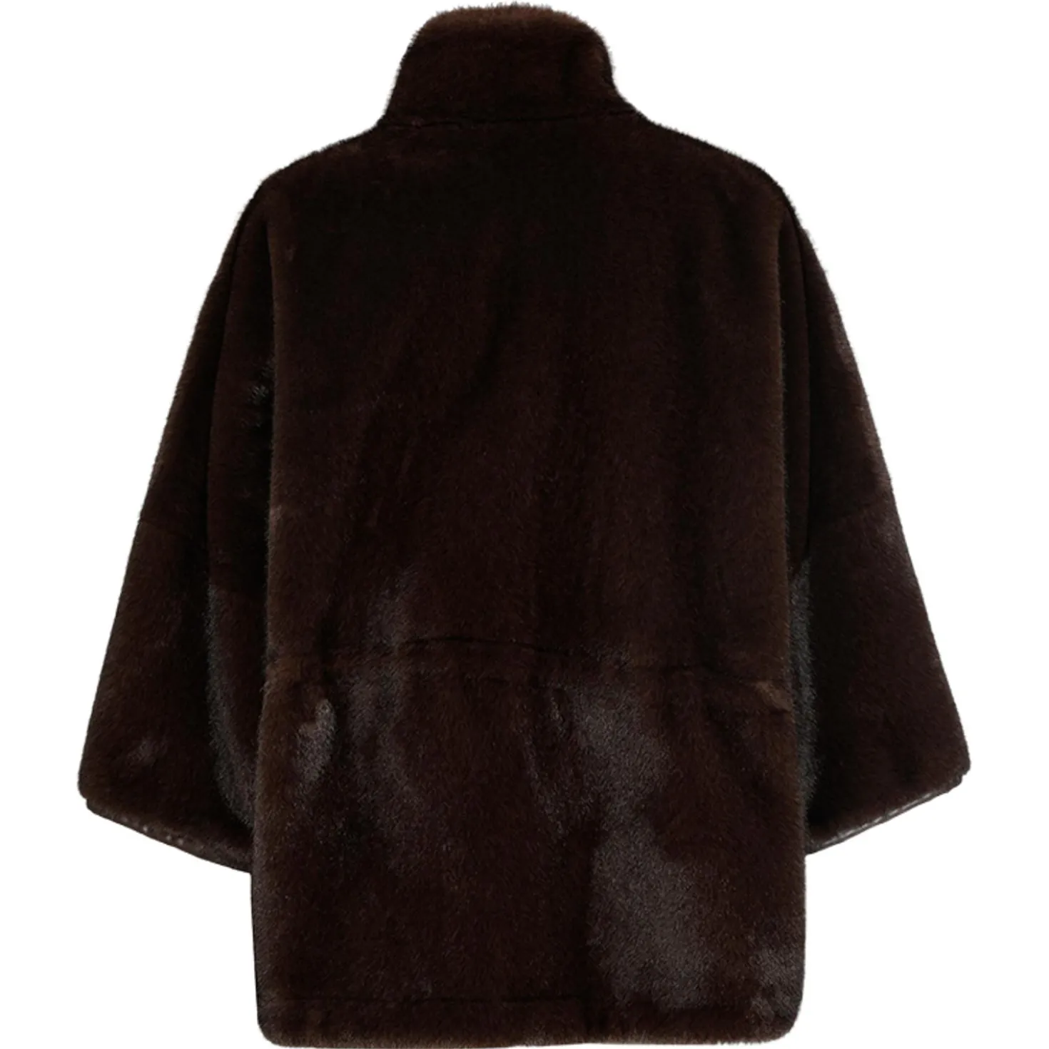 Fake Fur Mantel Moos