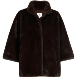 Fake Fur Mantel Moos