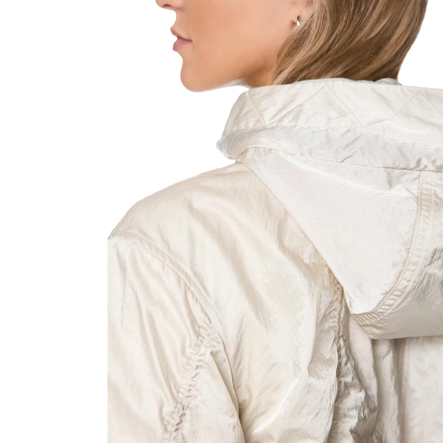 Glanz-mantel mit kontrast-details