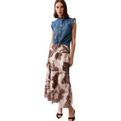 Jeansbluse mit rüschenärmeln