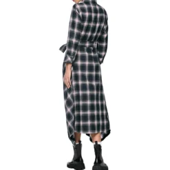 Karo-hemdkleid mit bindegürtel