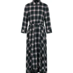 Karo-hemdkleid mit bindegürtel