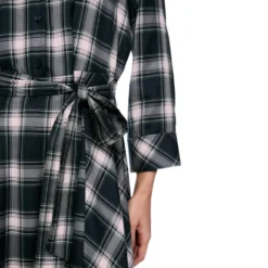 Karo-hemdkleid mit bindegürtel