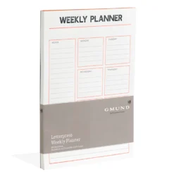 Letterpress Weekly Planner Neon orange/blau