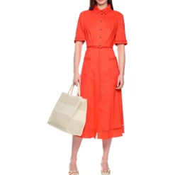 Midikleid aus leinenmix