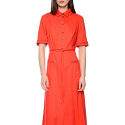 Midikleid aus leinenmix
