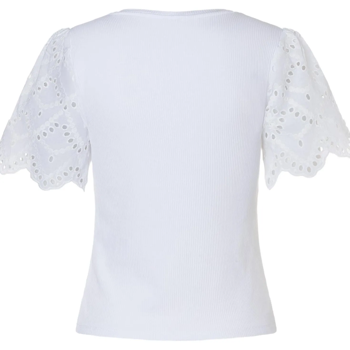 Rippenshirt mit spitzenärmel