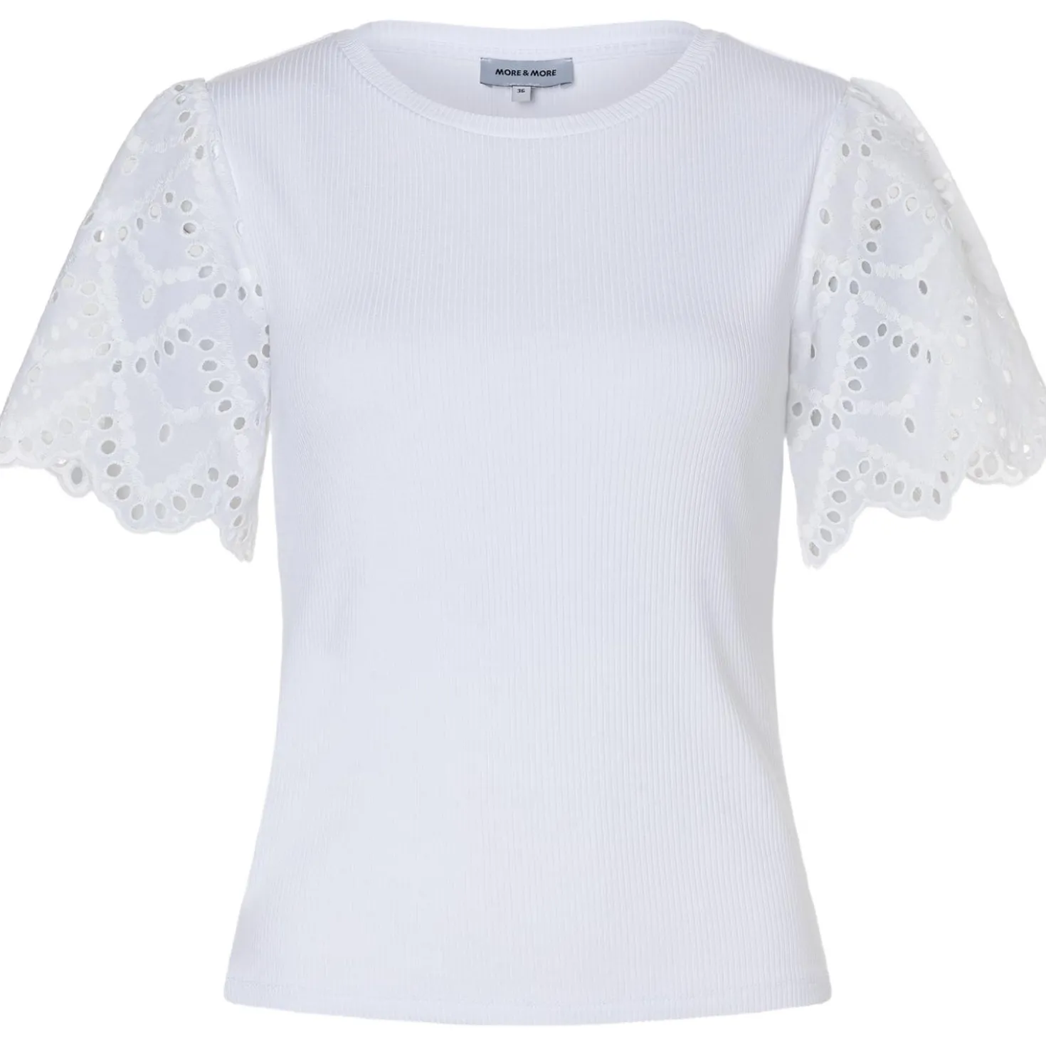 Rippenshirt mit spitzenärmel