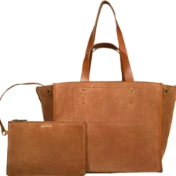 Shopper-Set aus Wildleder mit Clutch