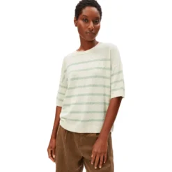 Striped linen blend sweater