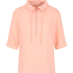 Troyer-blusenshirt mit feinripp