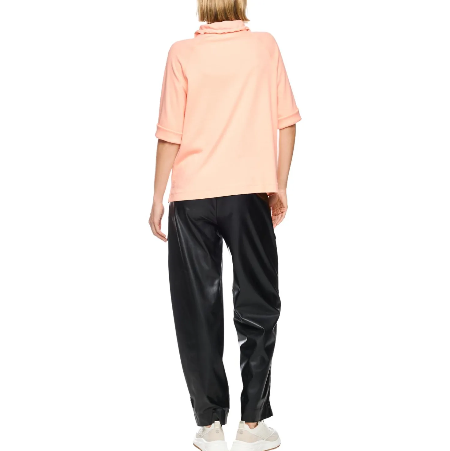 Troyer-blusenshirt mit feinripp