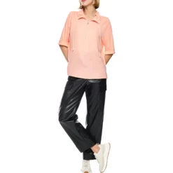 Troyer-blusenshirt mit feinripp