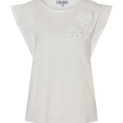 T-shirt mit blüten-applikation