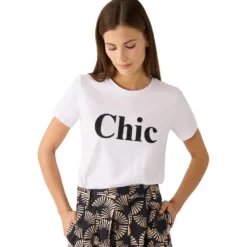T-shirt mit perlenschriftzug